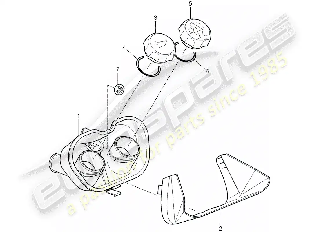porsche 2008 (987 boxster) water cooling 4 parts diagram