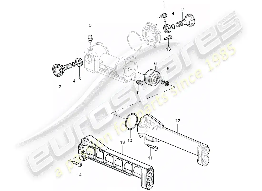 porsche 2007 (997-1) front axle differential parts diagram