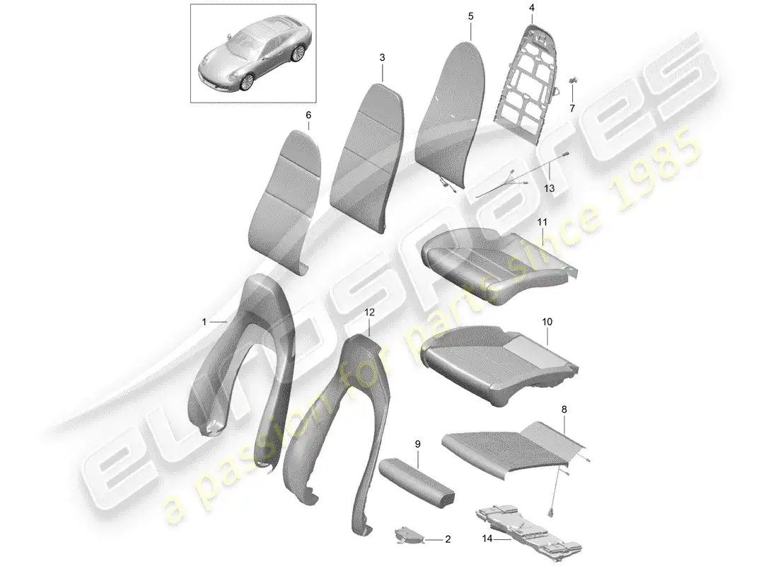 a part diagram from the porsche 991 parts catalogue