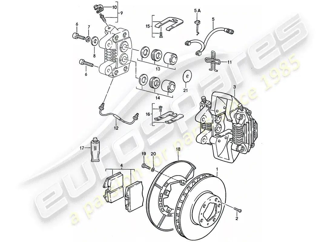 porsche 1989 (944) disc brakes - rear axle parts diagram