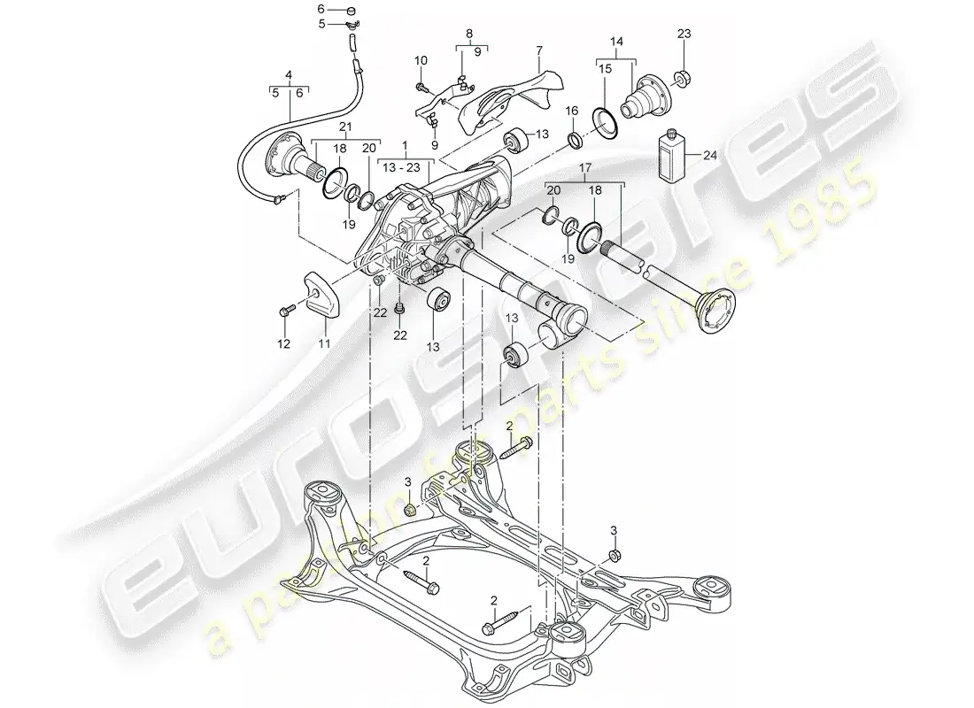 porsche 2005 (cayenne e1 9pa) front axle differential parts diagram
