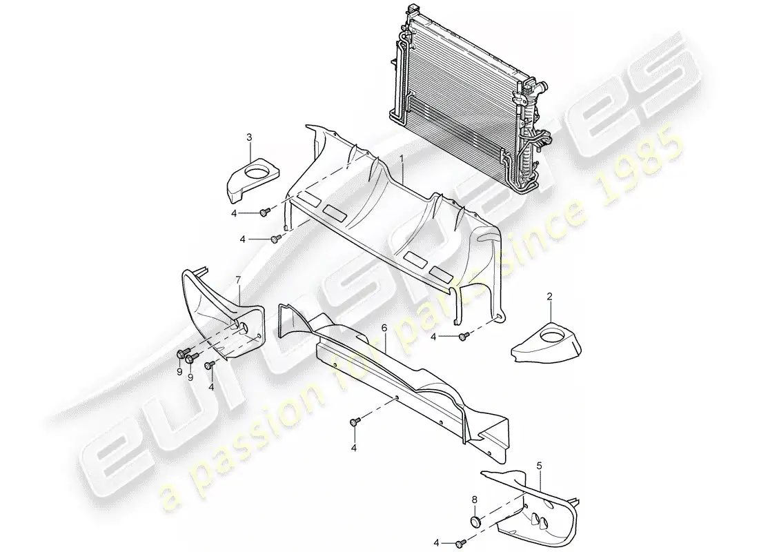 porsche 2005 (cayenne e1 9pa) air duct parts diagram