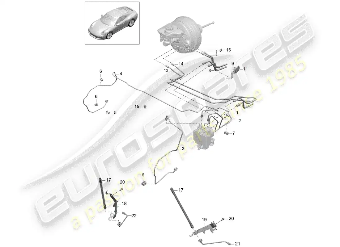 porsche 2020 (991-2) brake line parts diagram