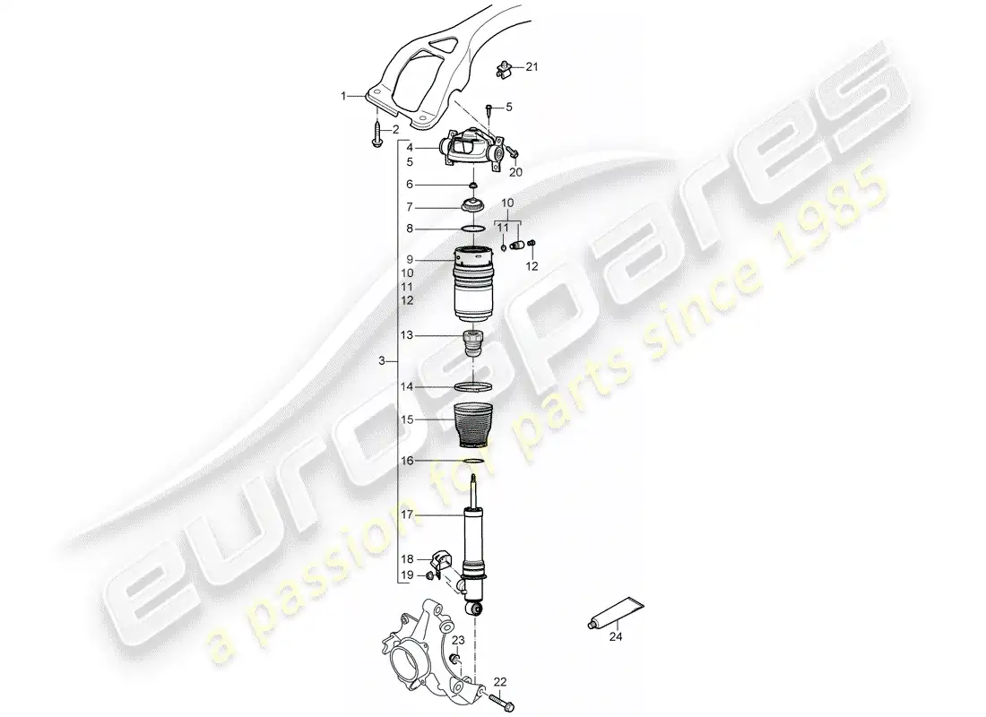 porsche 2005 (cayenne e1 9pa) shock absorber parts diagram
