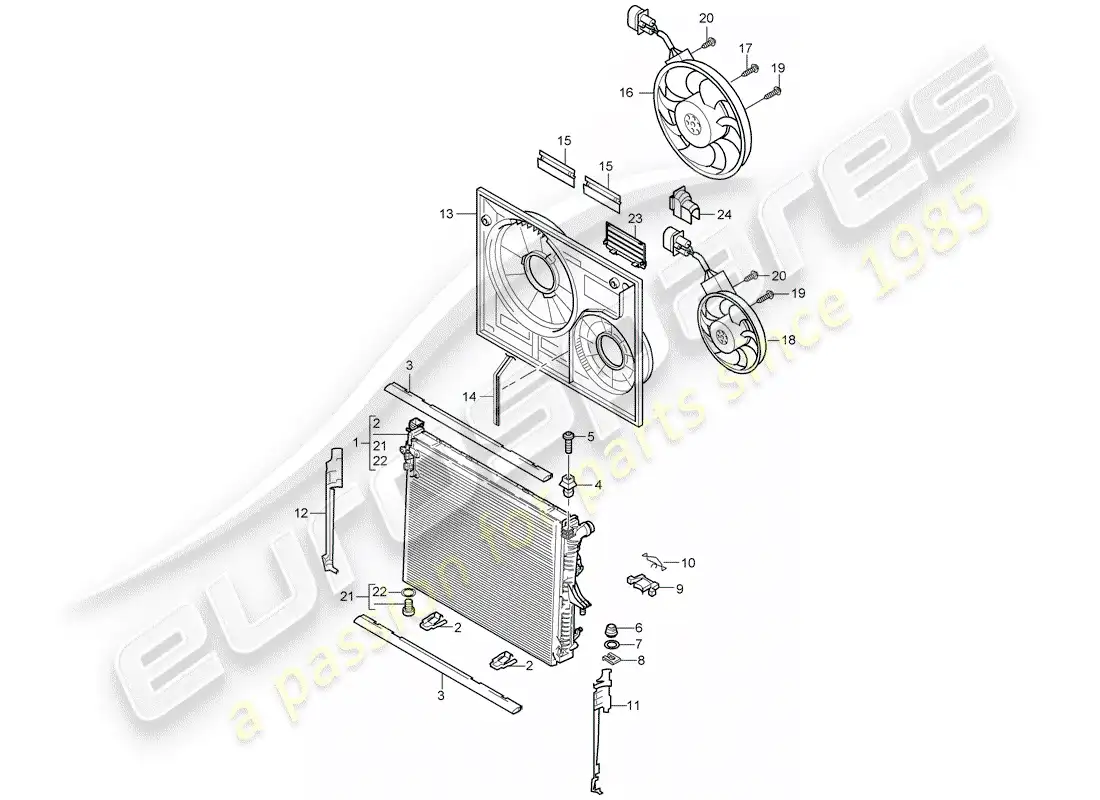 porsche 2005 (cayenne e1 9pa) water cooling part diagram