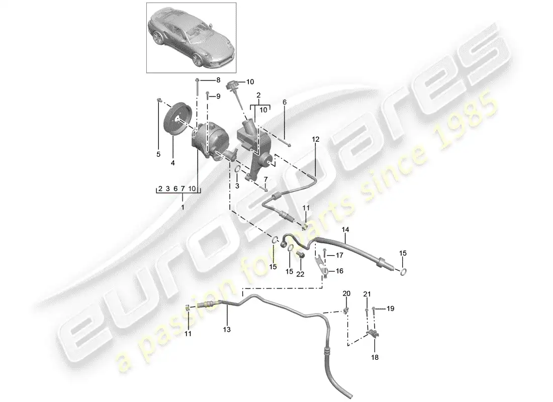 porsche 2015 (991-1 turbo) hydraulic line parts diagram