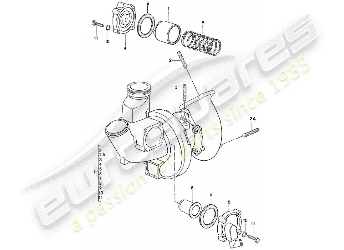 porsche 1980 (924) exhaust gas turbocharger parts diagram
