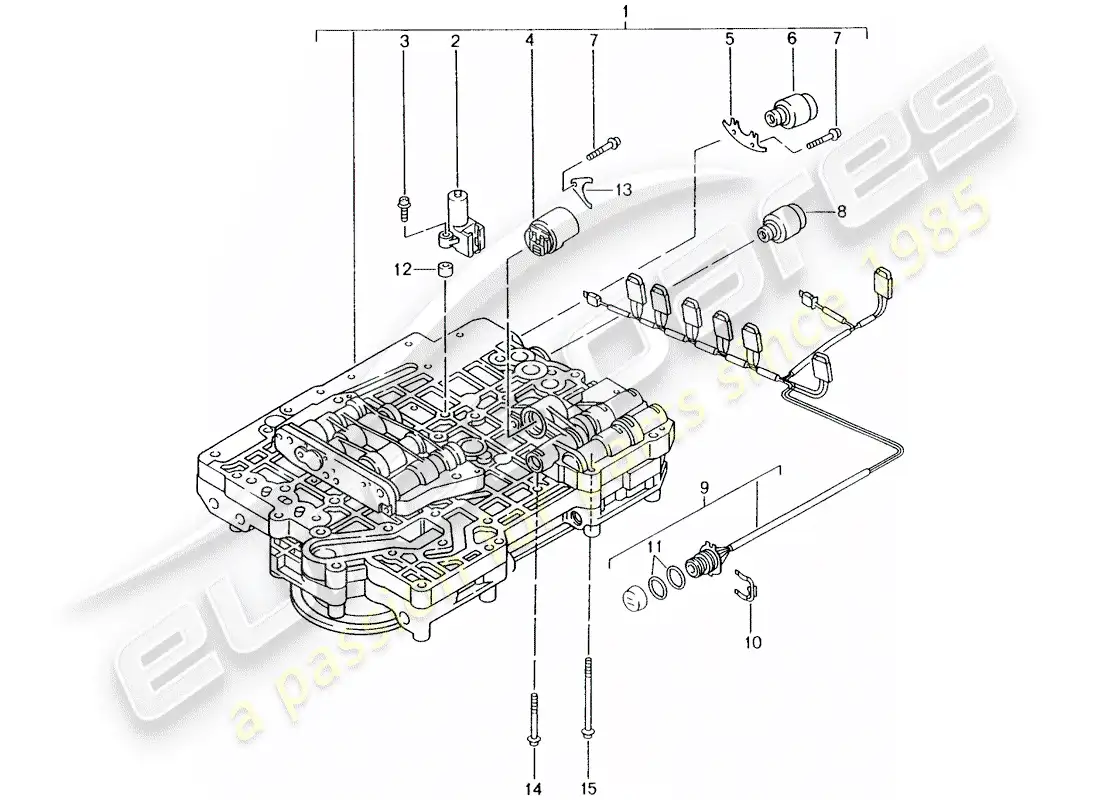 porsche 2004 (986 boxster) tiptronic - - valve body - solenoid valve - pressure regulator parts diagram