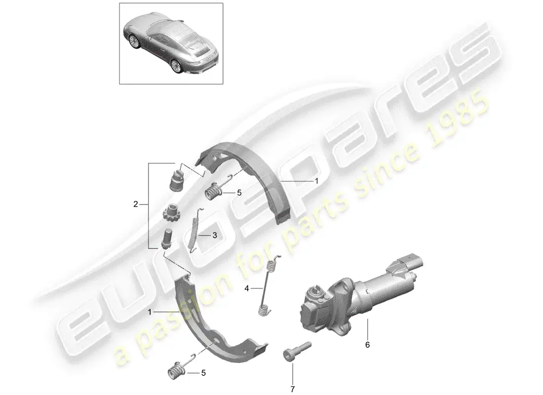 porsche 2019 (991-2) parking brake parts diagram