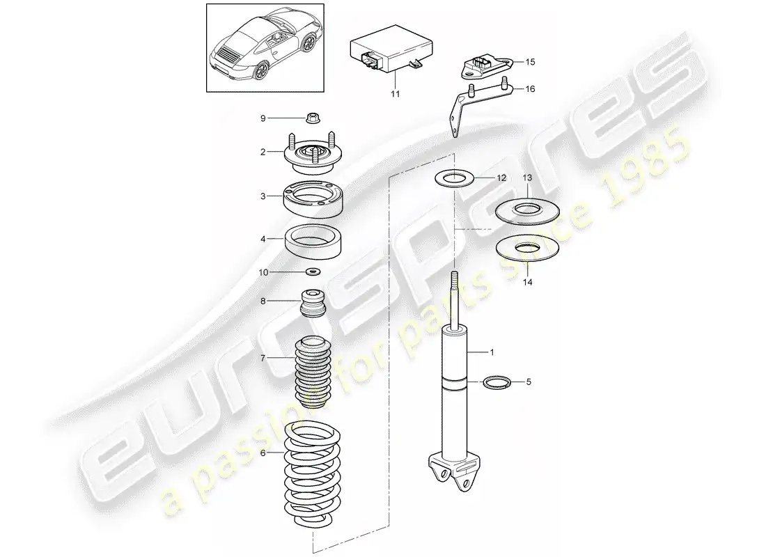 porsche 2011 (997-2) shock absorber parts diagram