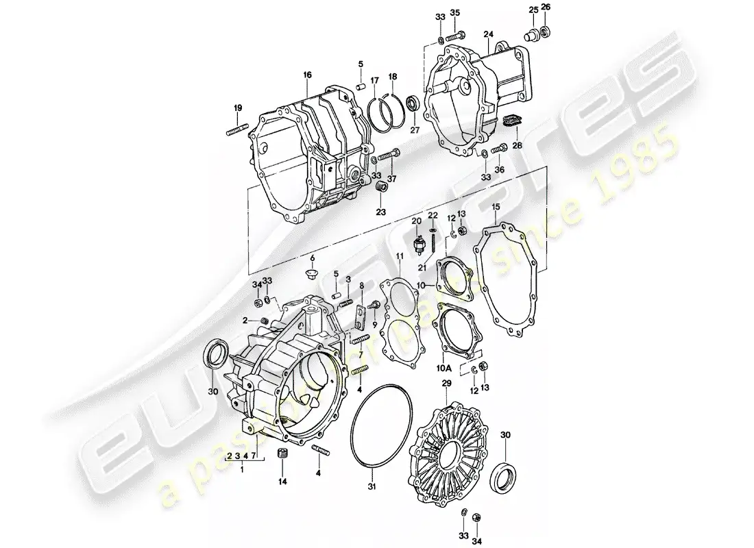 porsche 1980 (924) replacement transmission - transmission case - manual gearbox - g31.01/02/03 parts diagram