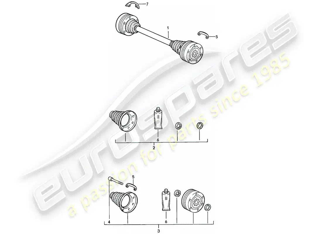porsche 1986 (944) drive shaft parts diagram