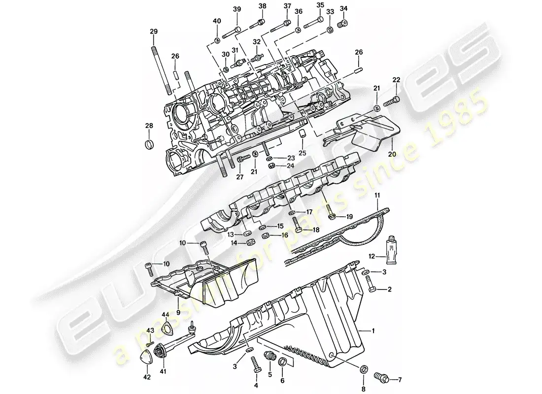 porsche 1986 (944) crankcase - fasteners - d - mj 1987>> parts diagram