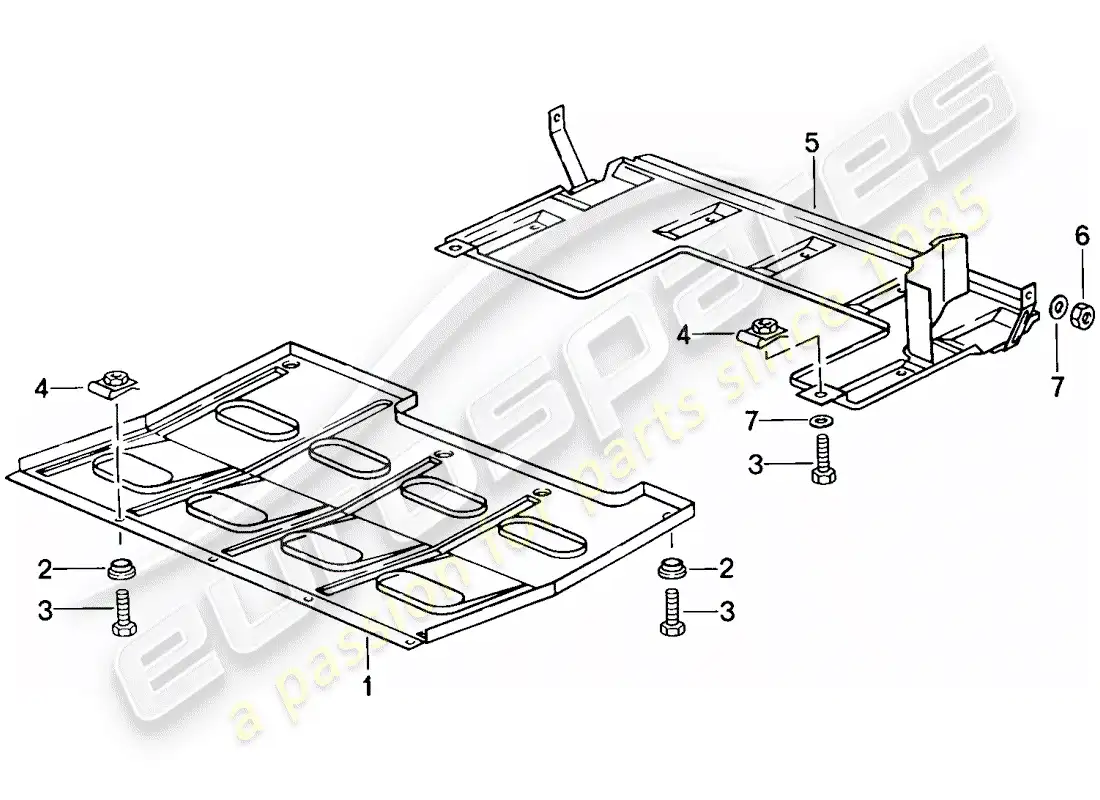 porsche 1986 (944) underside protection parts diagram