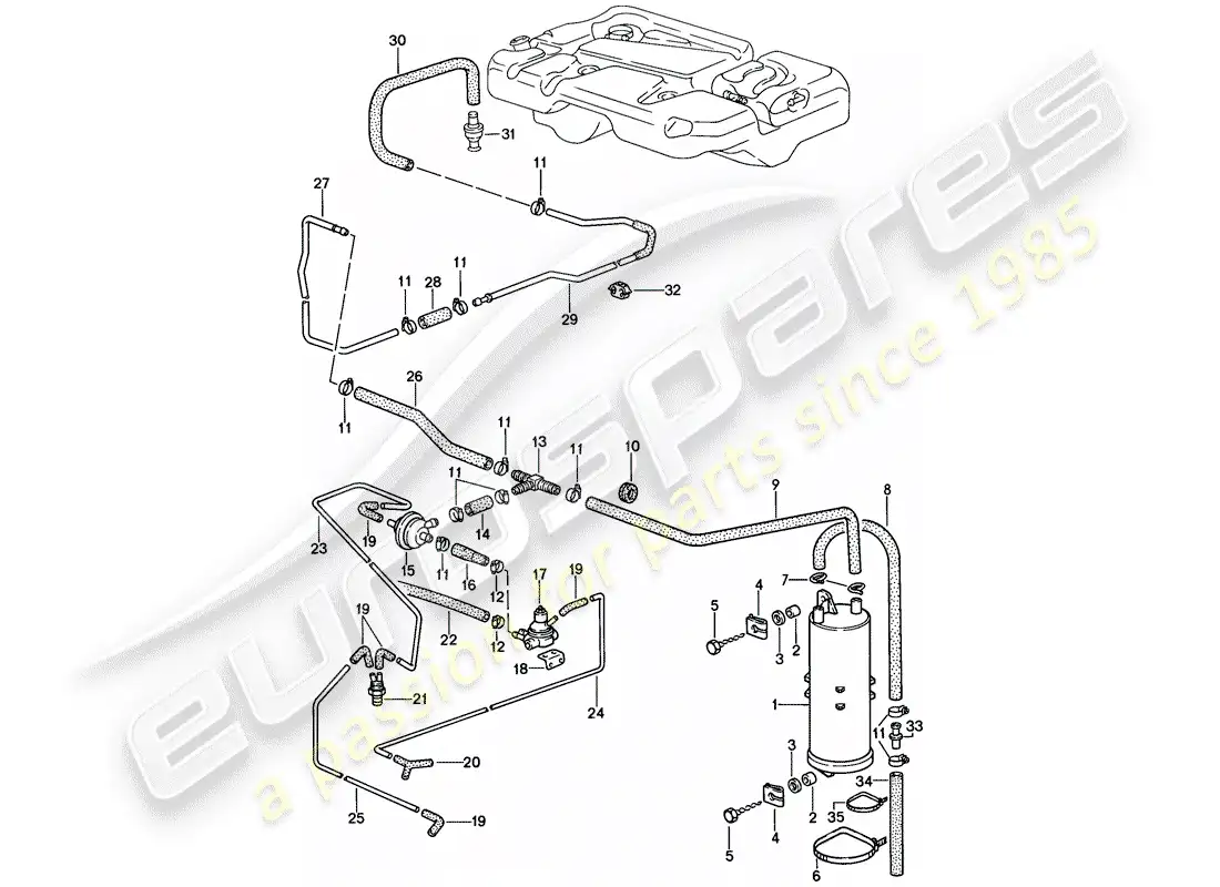 porsche 1986 (944) evaporative emission canister parts diagram