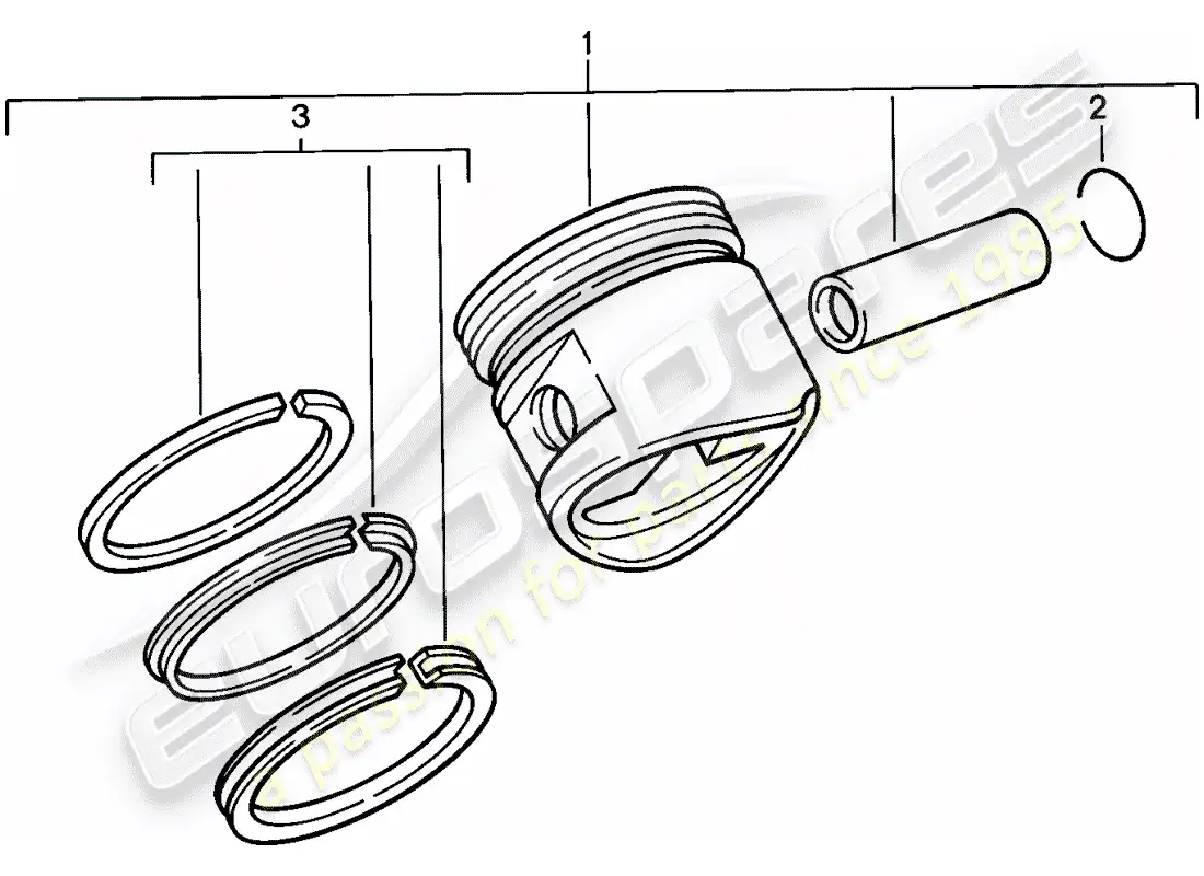 porsche 1986 (944) piston - piston rings parts diagram