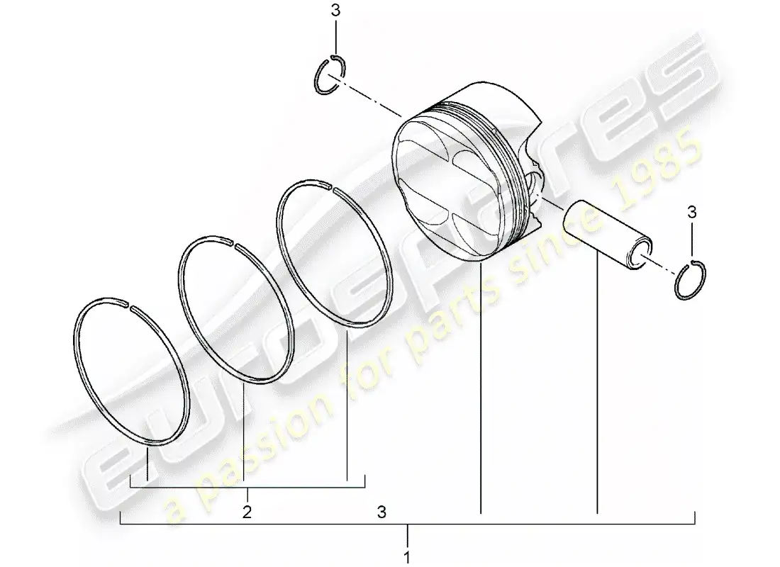 porsche 2008 (997-1) piston parts diagram