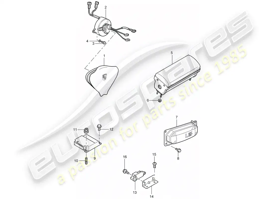 porsche 2004 (carrera gt) airbag parts diagram