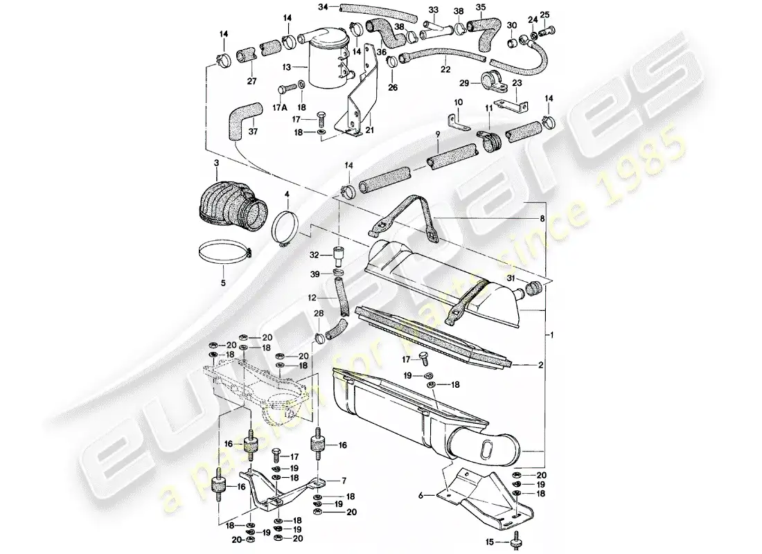 porsche 1982 (924) air cleaner system parts diagram