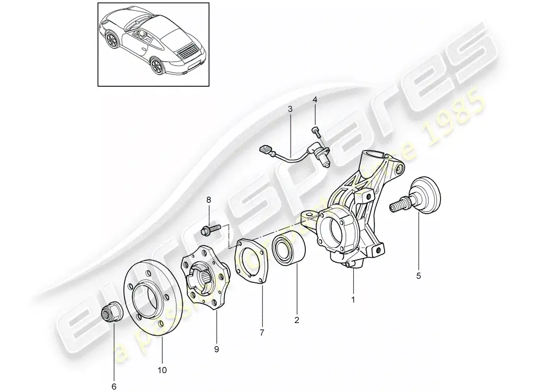 porsche 2010 (997-2) wheel carrier parts diagram