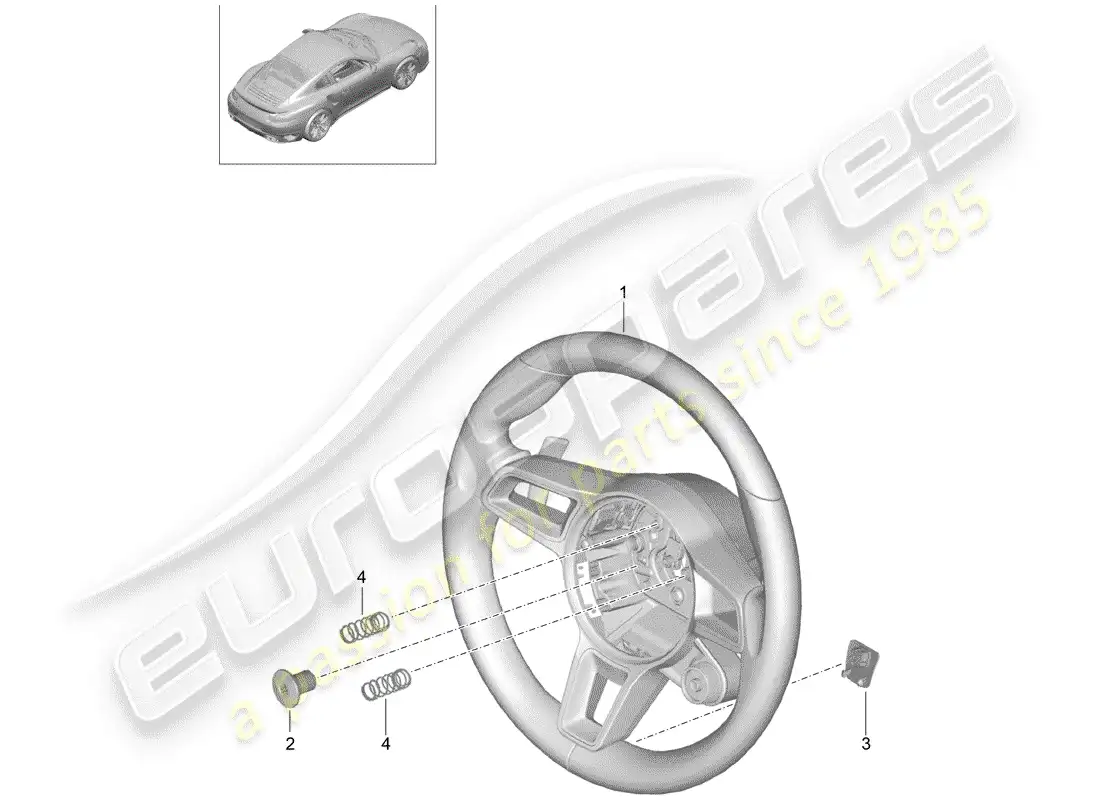 porsche 2015 (991-1 turbo) steering wheel parts diagram