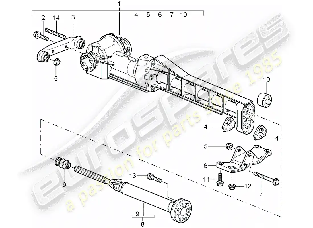 porsche 2009 997-2 turbo / gt2 front axle differential parts diagram