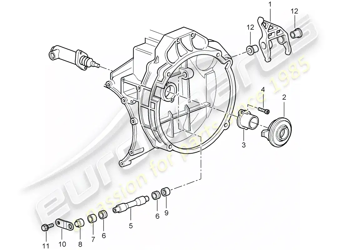 porsche 2009 997-2 turbo / gt2 clutch release parts diagram