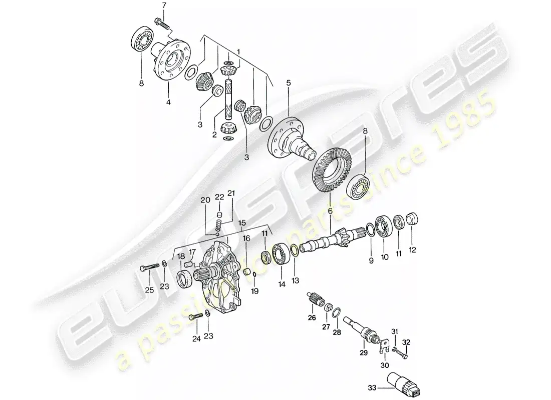 porsche 1986 (944) differential - automatic transmission parts diagram
