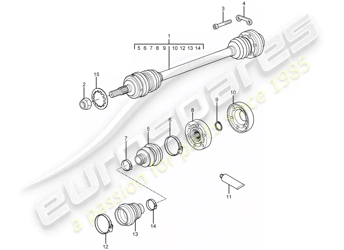 porsche 2007 (997-1) drive shaft parts diagram