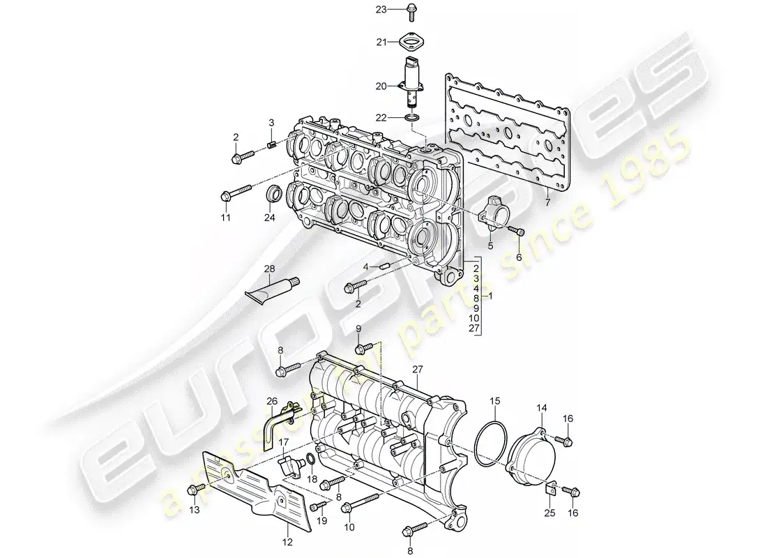 porsche 2011 (997-2 gt3) camshaft housing parts diagram