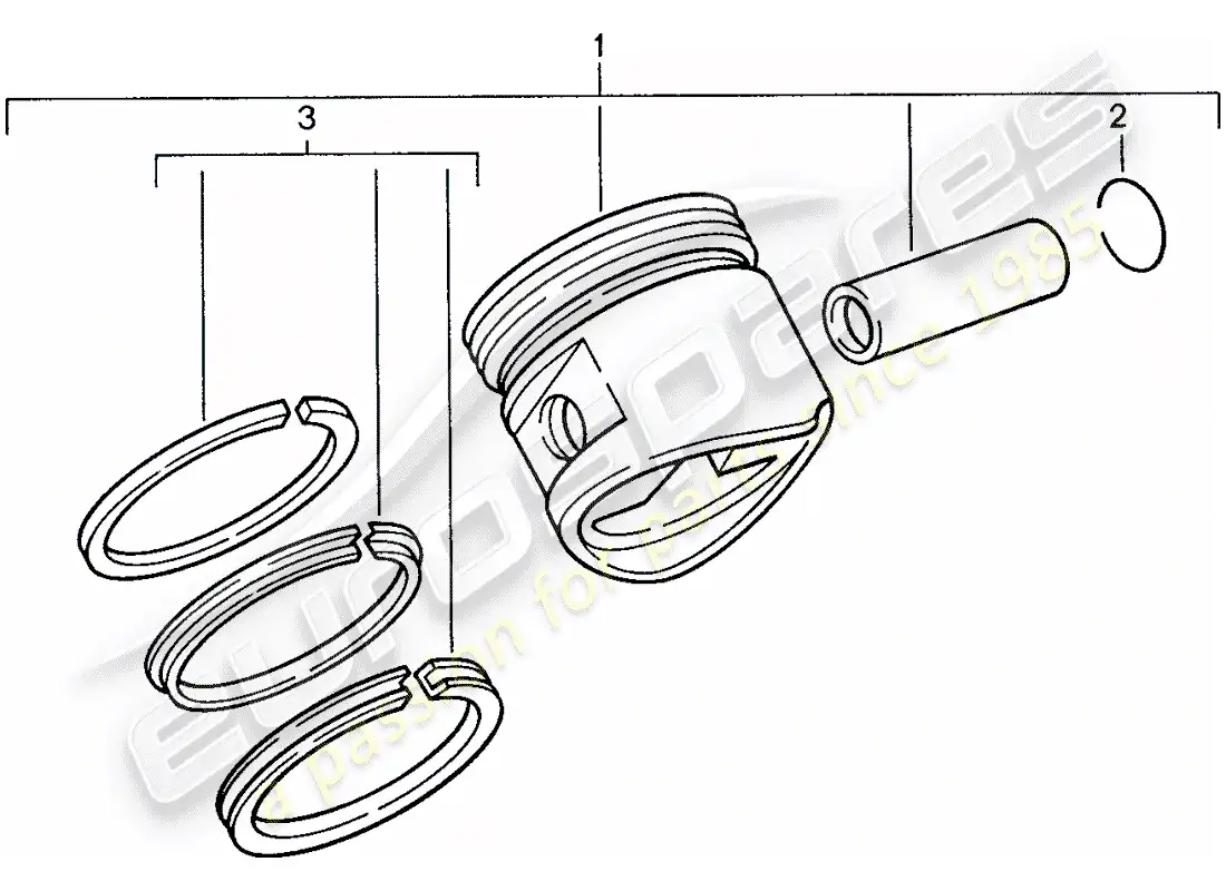 porsche 1989 (944) piston - piston rings parts diagram