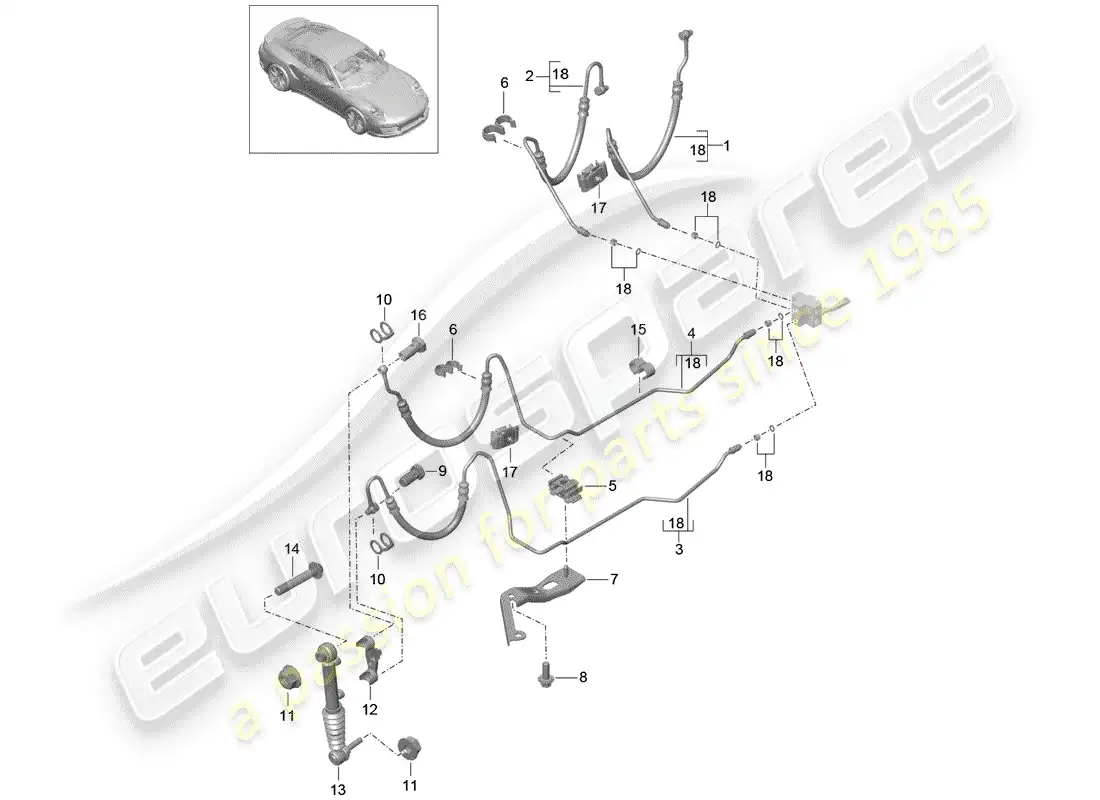 porsche 2015 (991-1 turbo) hydraulic line parts diagram