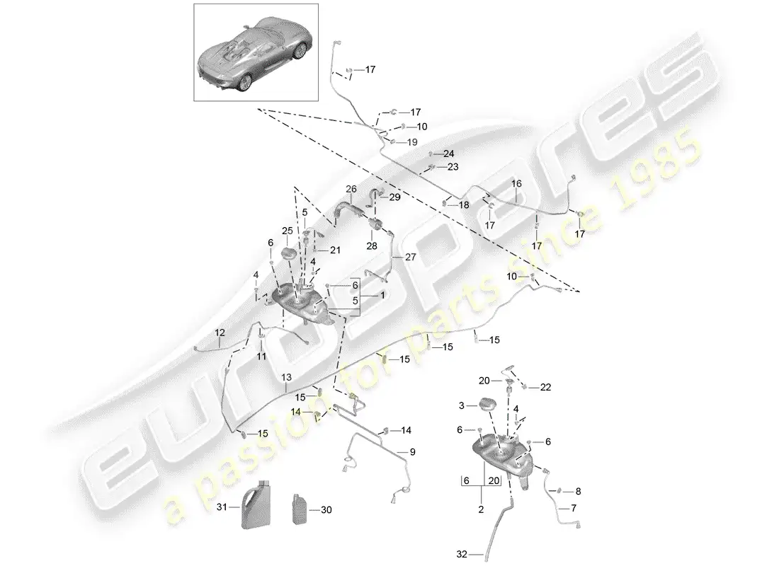 porsche 2015 (918 spyder) water cooling parts diagram