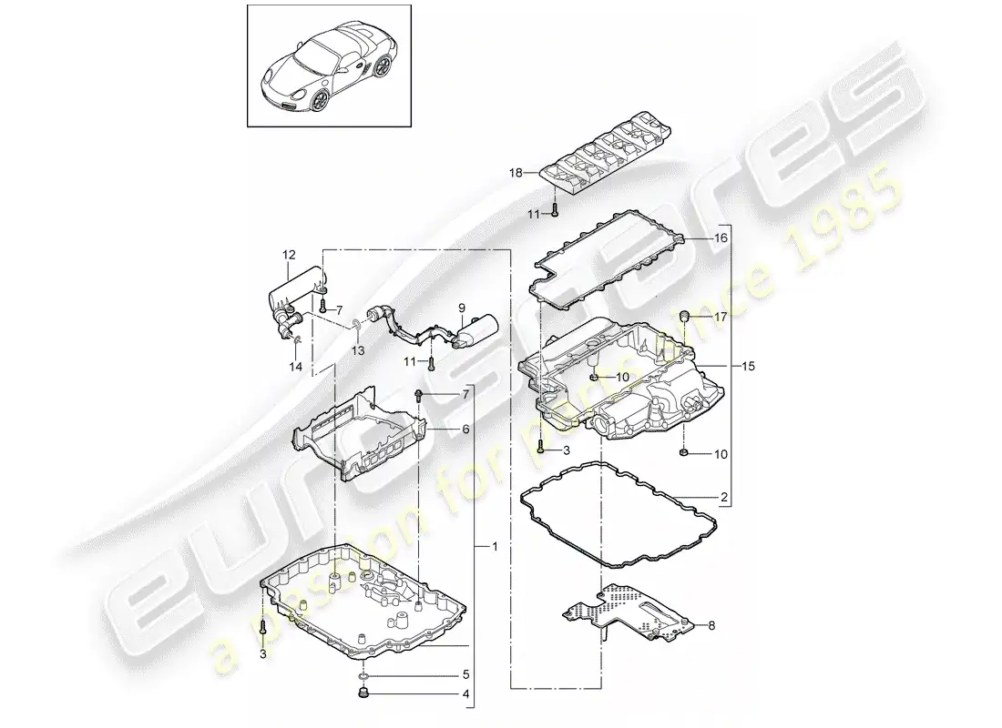 porsche 2009 (987 boxster) oil pan parts diagram