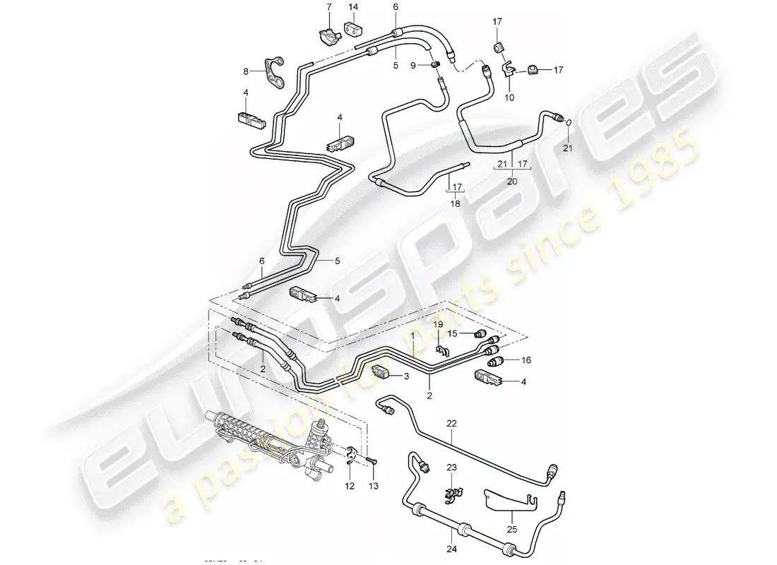 porsche 2007 (997-1) power steering parts diagram