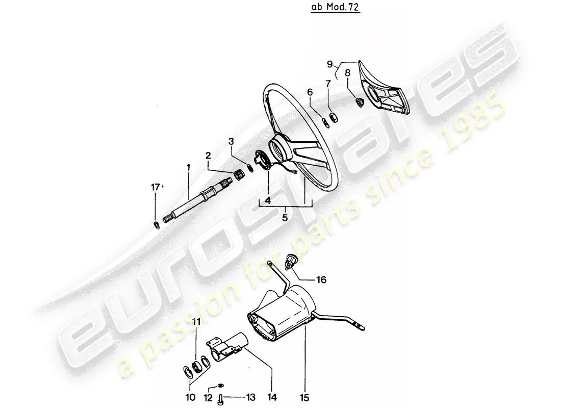 porsche 1976 (914) intermediate steering shaft - steering wheel - steering column switch - d - mj 1972>> parts diagram