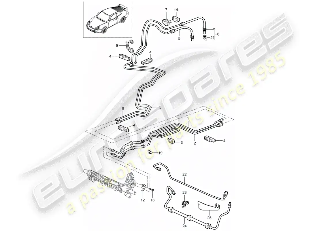 porsche 2010 (997-2 gt3) power steering parts diagram