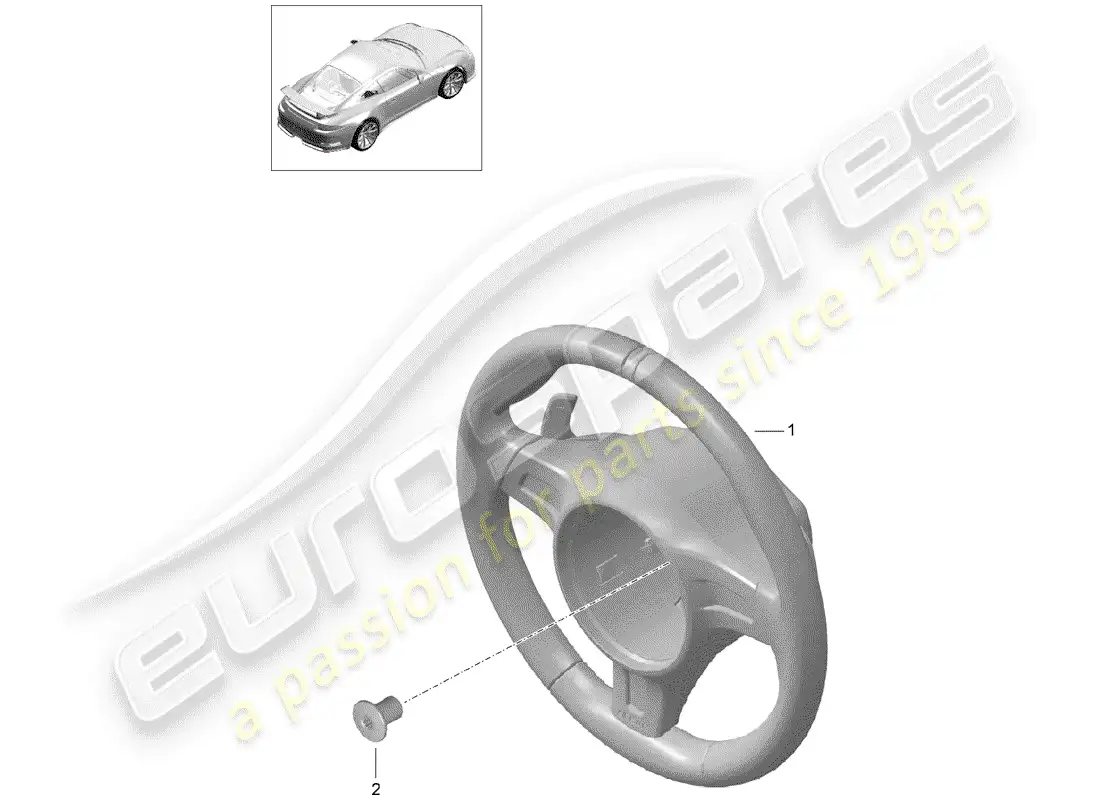 porsche 2014 (991-1 r/gt3/rs) steering wheel parts diagram