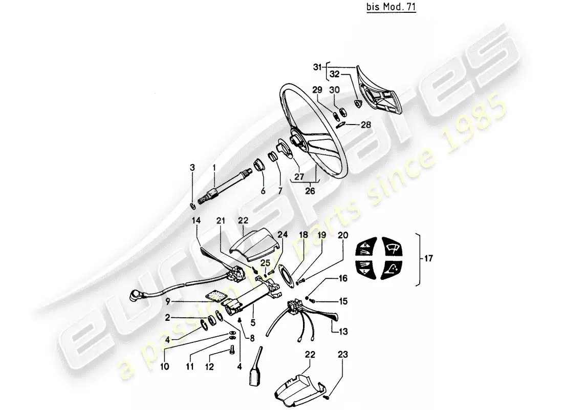 porsche 1976 (914) intermediate steering shaft - steering wheel - steering column switch - d >> - mj 1971 parts diagram