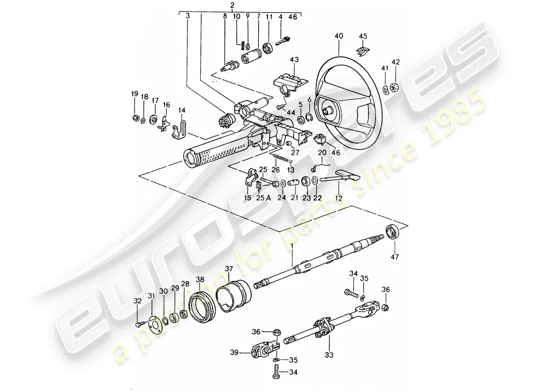 porsche 1990 (928) steering parts - steering wheel - airbag - d - mj 1990>> parts diagram