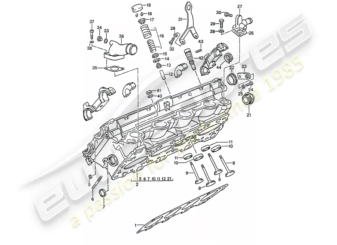 porsche 1989 (944) cylinder head - valves parts diagram