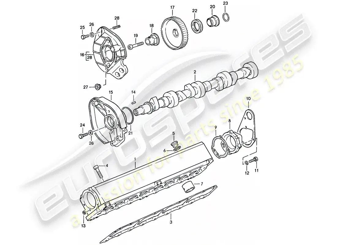 porsche 1988 (944) camshaft housing - - camshaft parts diagram