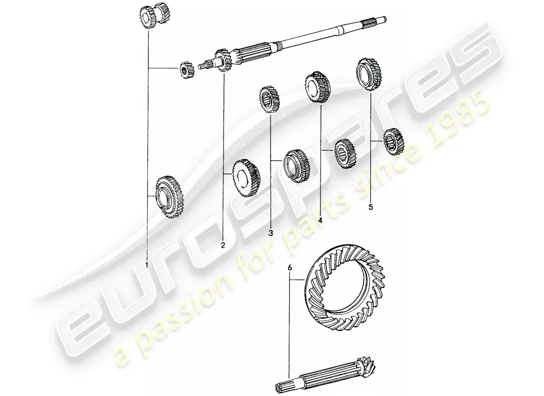 porsche 1974 (914) gear wheel sets - for - 5-speed - transmission part diagram