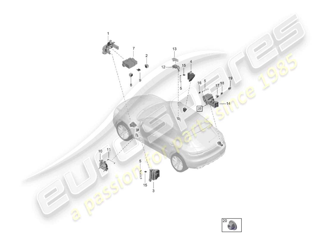 porsche 2021 (macan) fuse box relay plate part diagram
