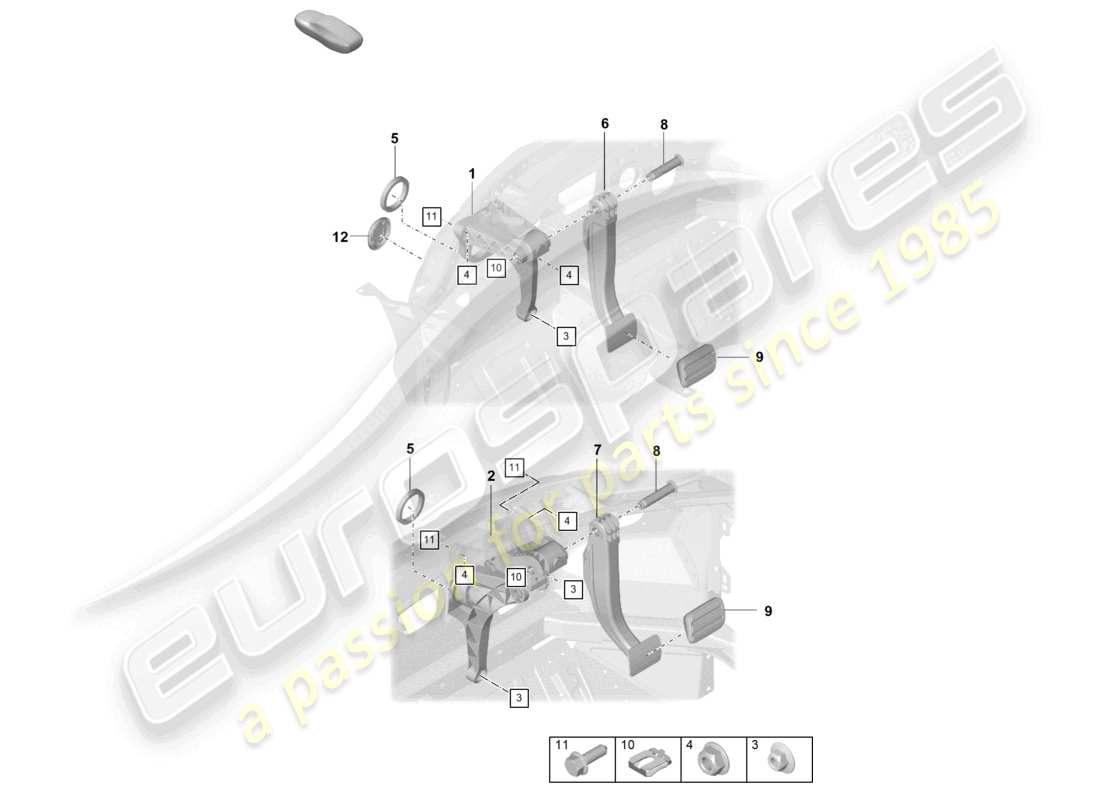 porsche 2021 (992-1 turbo / s) brake pedal for 8-speed automatic gearbox part diagram