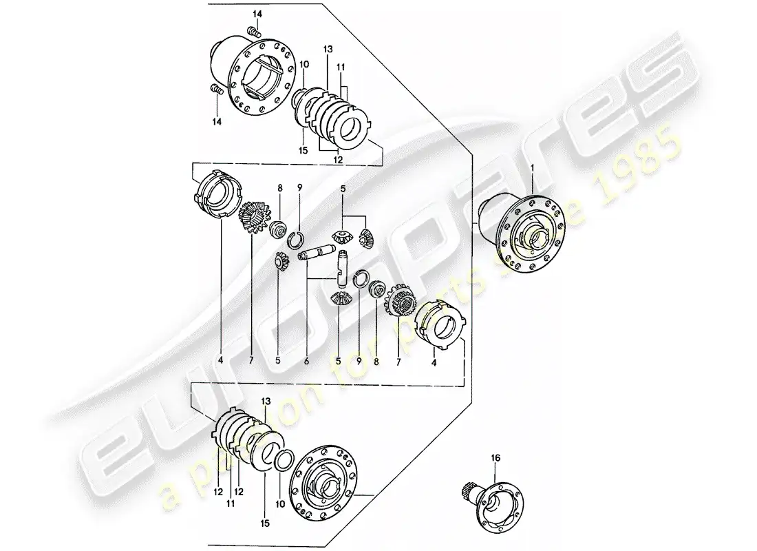 porsche 1982 (911) limited slip differential parts diagram