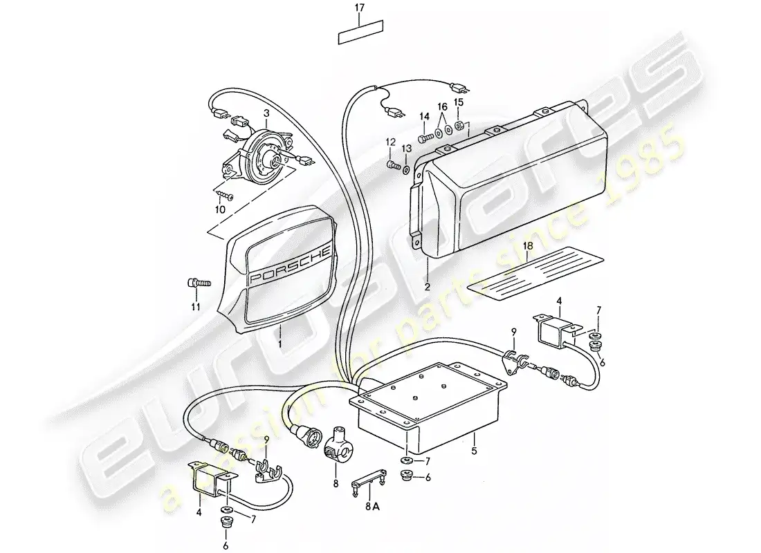 porsche 1990 (944) airbag - for parts diagram