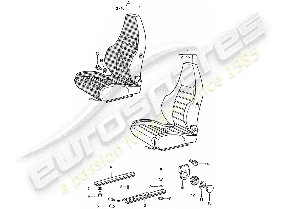porsche 1982 (928) sports seat - complete - d - mj 1980>> parts diagram