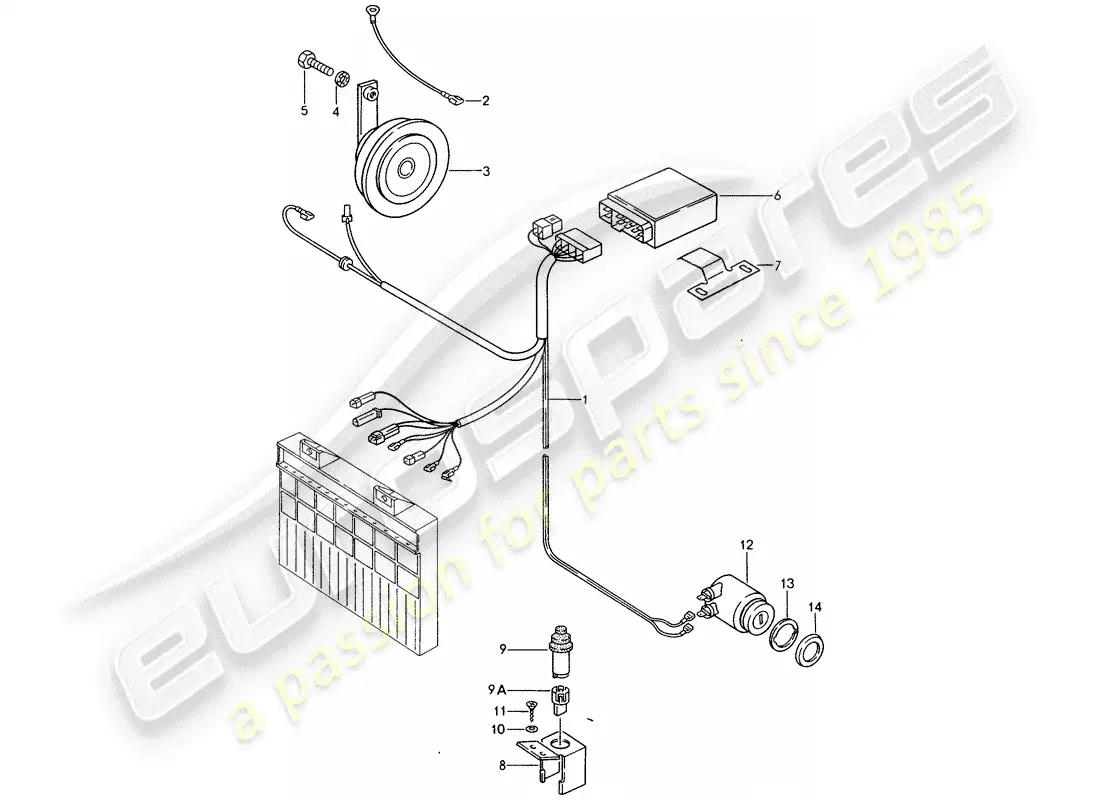 porsche 1988 (944) alarm system parts diagram