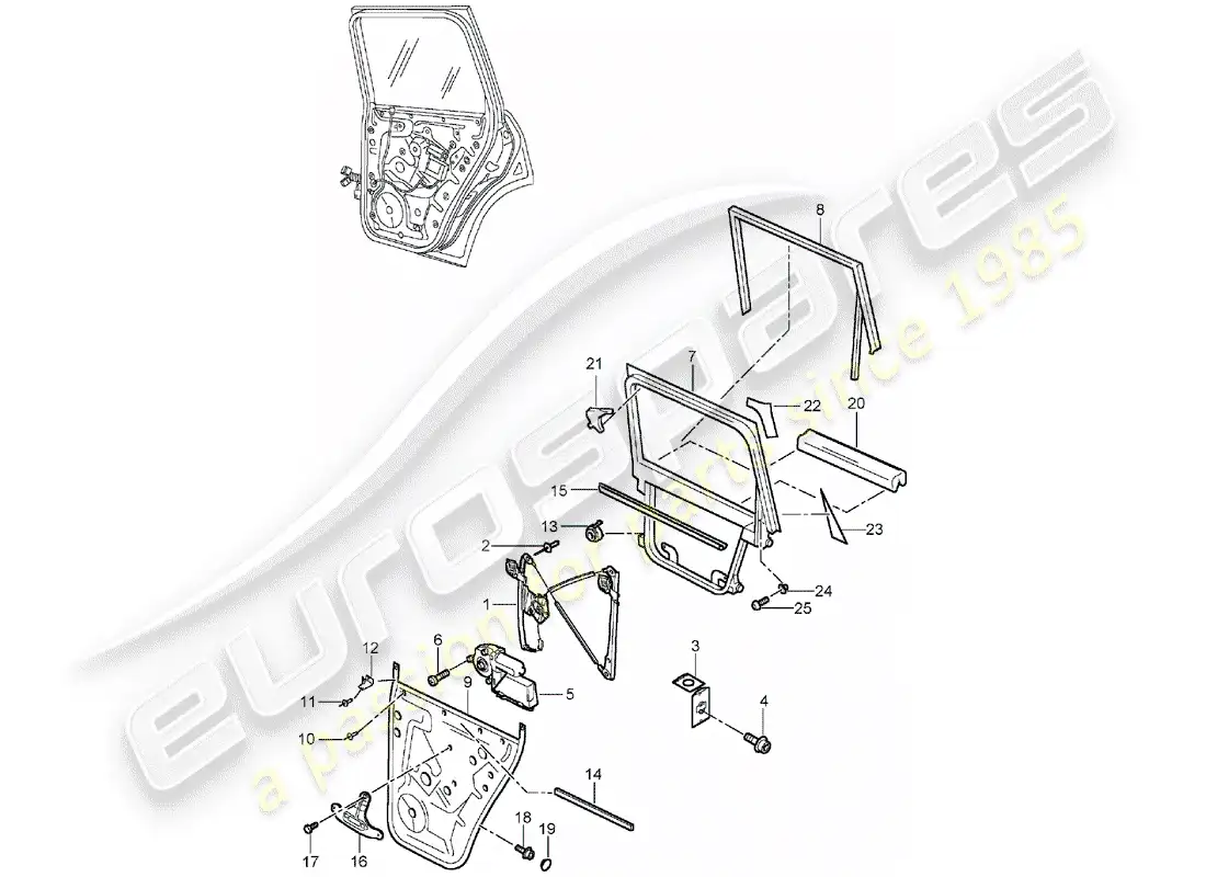 porsche 2005 (cayenne e1 9pa) window regulator part diagram